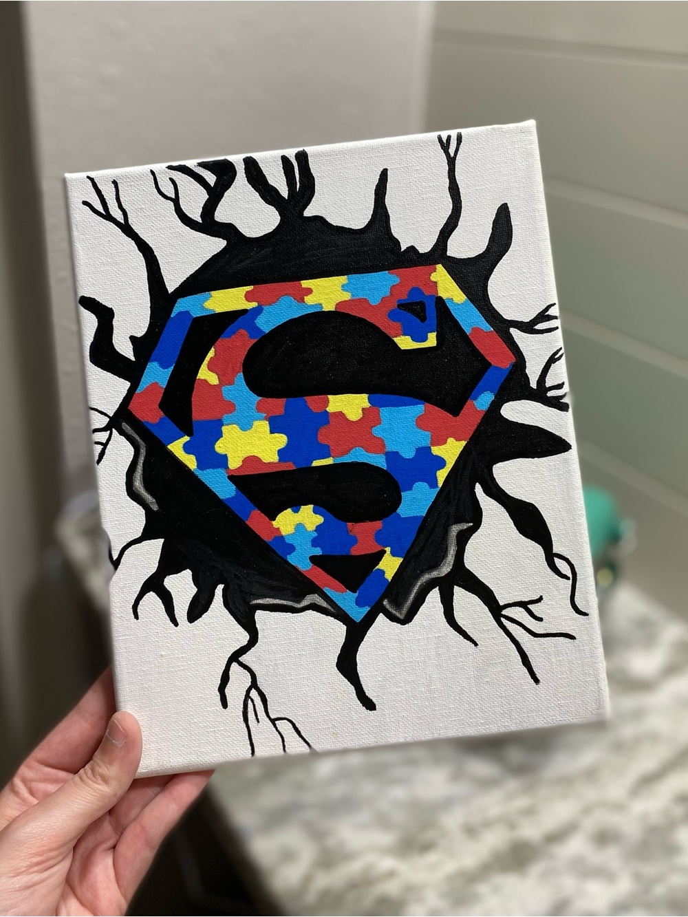 Autism Awareness Superhero Canvas Art